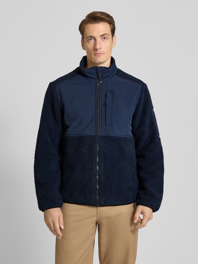 Tom Tailor Regular fit jack van imitatiebont met opstaande kraag  Donkerblauw - 4