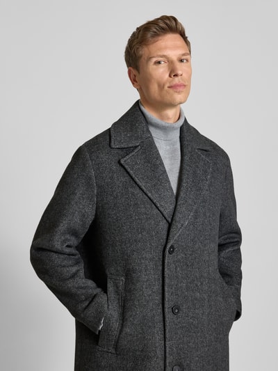 ANNARR Lange jas van wolmix met steekzakken, model 'RAGNAR' Middengrijs gemêleerd - 3