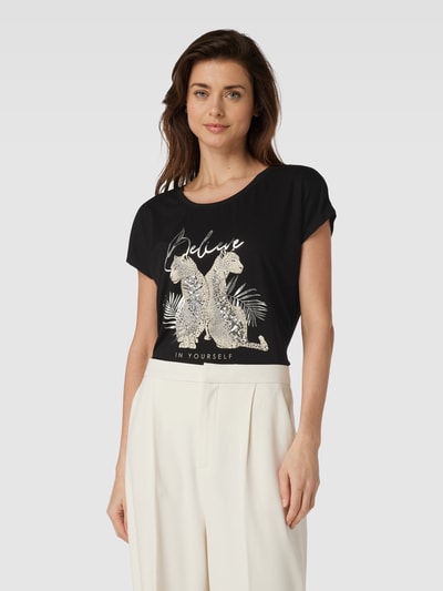 Montego T-shirt met motief- en statementprint Zwart - 4