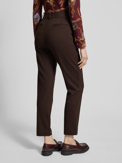 Lauren Ralph Lauren Regular fit stoffen broek met vaste persplooien, model 'SANNA' Donkerbruin - 5