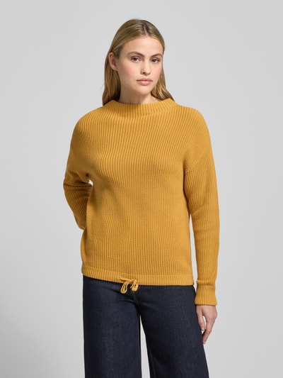 Jake*s Casual Gebreide pullover met opstaande kraag en tunnelkoord Mosterdgeel - 4