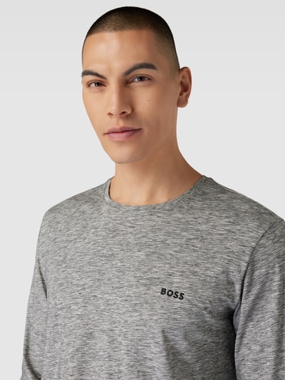 BOSS Longsleeve in Melange-Optik mit Label-Stitching Silber 3