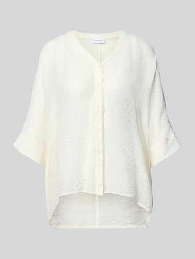 Produktfoto, Relaxed Fit Bluse aus Viskose-Mix mit 3/4-Arm von comma, kremowy kolor, gładka faktura, dekolt w serek, listwa guzikowa, krój relaxed fit, mieszanka wiskozy, długość tyłu w rozmiarze S: 62 cm, długość rękawa: 18 cm