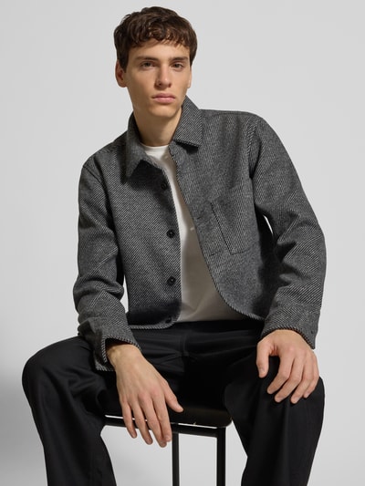 Only & Sons Regular Fit Hemdjacke mit Streifenmuster Modell 'MICAH' Mittelgrau Melange 3