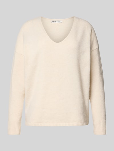 Only Sweter o kroju regular fit z dekoltem w serek model ‘RICA LIFE’ Écru 2