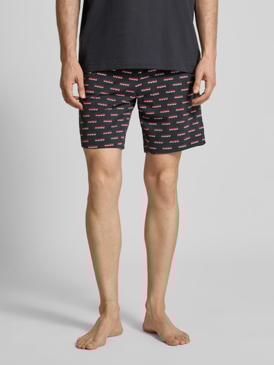 HUGO Shorts aus reiner Baumwolle mit Allover-Logo-Print Black 4