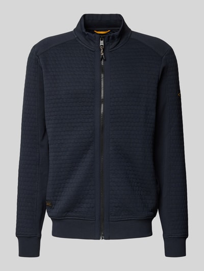 camel active Regular fit sweatjack met opstaande kraag, model 'Bubble' Marineblauw - 2
