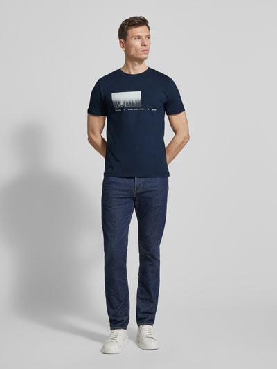 Tom Tailor Denim Regular Fit T-Shirt aus reiner Baumwolle Marine 1