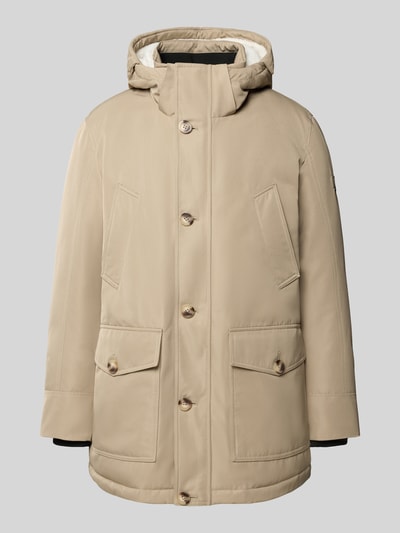 Produktfoto, Parka mit Kapuze und Pattentaschen von MCNEAL in Beige, Regular Fit, verdeckter Reißverschluss, glatte Textur