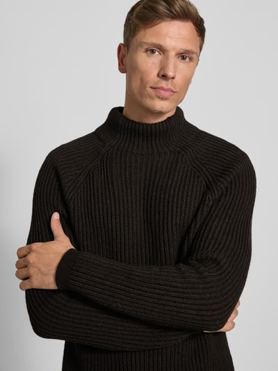 Drykorn Gebreide pullover met alpaca, model 'ARVID' Donkerbruin - 3