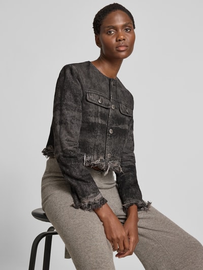 Diesel Cropped Jeansjacke mit Brusttaschen Dunkelgrau 3