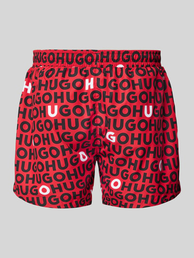 HUGO Relaxed Fit Badeshorts mit Label-Print Modell 'TORTUGA' Rot 3