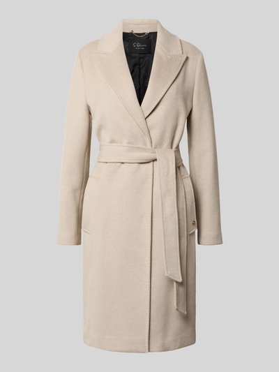 s.Oliver BLACK LABEL Regular Fit Wollmantel mit Taillengürtel zum Binden Kitt 2