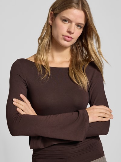 Gina Tricot Shirt met lange mouwen en rimpelingen Donkerbruin - 3