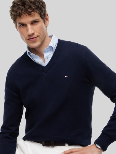 Tommy Hilfiger Regular Fit Pullover aus Baumwoll-Kaschmir-Mix Marine 3