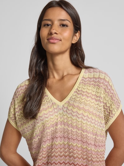 MOS MOSH Strickshirt mit V-Ausschnitt Modell 'Shani' Rosa 3