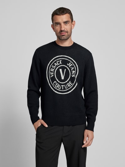 Versace Jeans Couture Pullover mit Label-Stitching und Rundhalsausschnitt Black 4