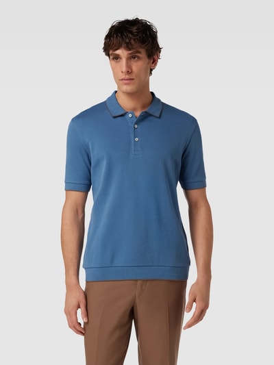 Marc O'Polo Regular fit poloshirt met contraststrepen Rookblauw - 4