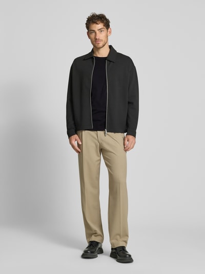 Armedangels Bluzka z długim rękawem i prążkowanym, okrągłym dekoltem model ‘JAANONO’ Czarny 1