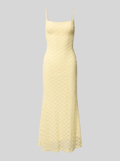 Produktfoto, Slim Fit Midikleid mit floralem Allover-Spitzenbesatz von Bardot in zartem Gelb, Elastischer-Material-Mix mit Baumwoll-Anteil, Mesh, Spaghettiträger, blickdichter Unterrock, Rückenlänge bei Größe 36: 125 cm