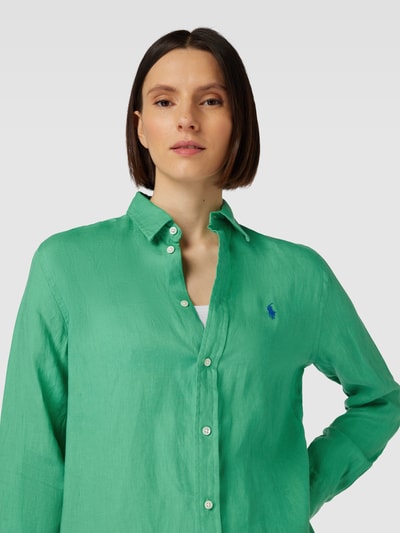 Polo Ralph Lauren Bluse mit regulärem Schnitt, Knopfleiste und Logo-Applikation Grass 3