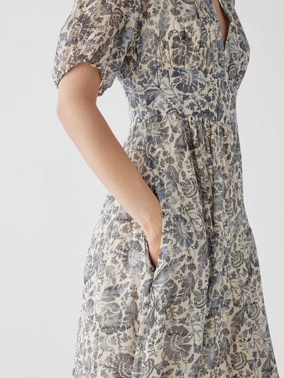 Vanessa Bruno Maxikleid mit floralem Allover-Muster Blau meliert 3