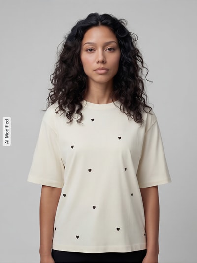 Jake*s Casual T-Shirt mit 1/2-Arm Ecru 4