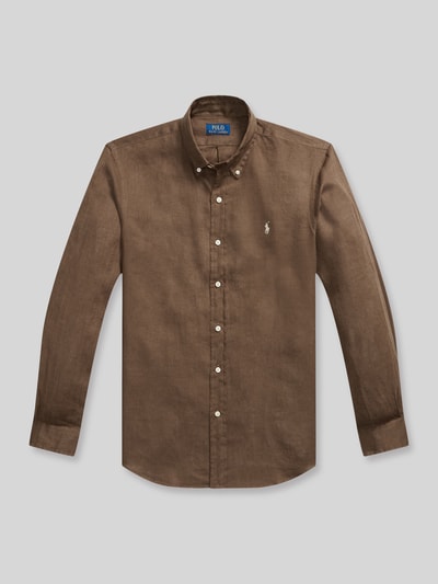 Productfoto, Regular Fit vrijetijdsoverhemd uit puur linnen van Polo Ralph Lauren, look: effen kleuren, button-downkraag, lange mouw, knoopsluiting, logodetail, achterpas met cacharel-plooi, sportmanchet, rompzoom licht afgerond, materiaalverwerking: gevlamd garen