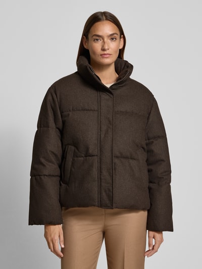 Selected Regular Fit Steppjacke mit Woll-Anteil Modell 'NERA PUFFEr JACKET #3' Dunkelbraun 4