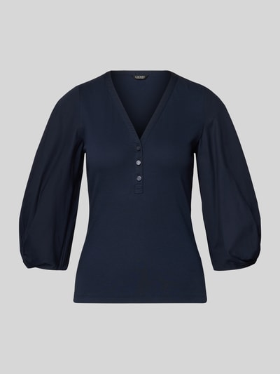Lauren Ralph Lauren Blusenshirt mit V-Ausschnitt und 3/4-Arm Modell 'CHANTZ' Marine 2