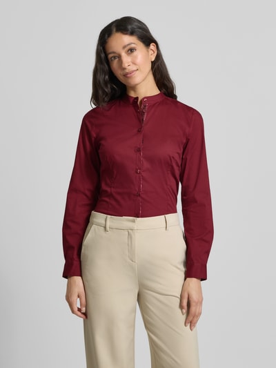 Emily Van den Bergh Regular Fit Hemdbluse aus Baumwoll-Mix mit Stehkragen Bordeaux 4