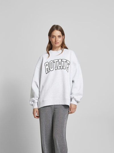 ROTATE Oversized Sweatshirt mit Label-Stitching Hellgrau 4