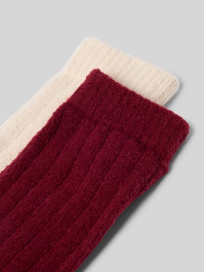 Jake*s Casual Socken mit geripptem Abschluss im 2er-Pack Bordeaux 2