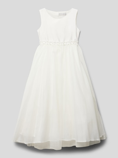 Une Hautre Couture Kleid mit Perlenbesatz und Häkelspitze Offwhite 1