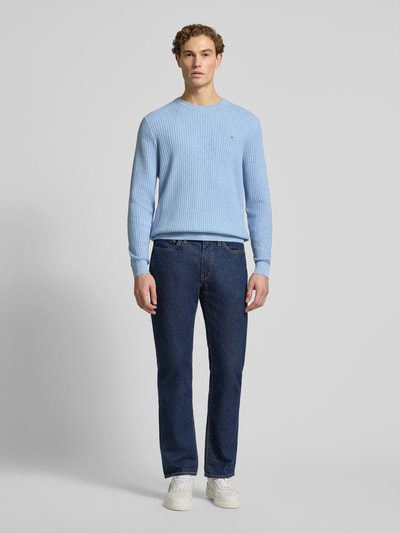 Christian Berg Men Strickpullover mit Label-Detail Hellblau Melange 1