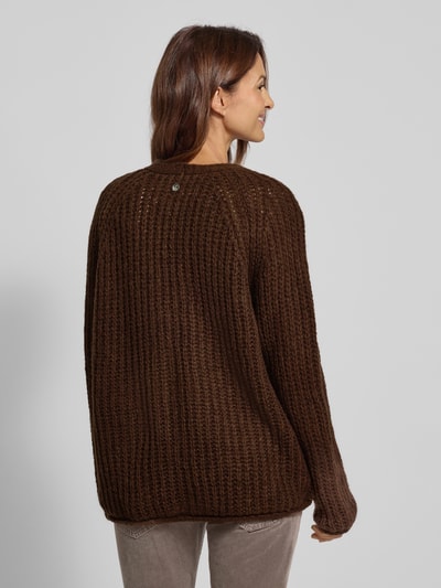 Smith and Soul Kardigan z dzianiny o kroju oversized z dekoltem w serek model ‘HAIRY’ Czekoladowy 5