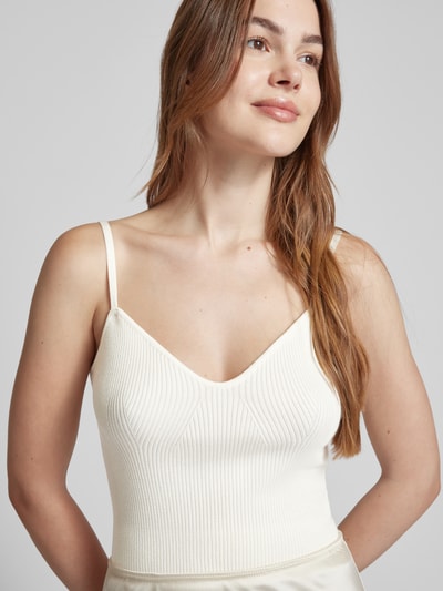 Vero Moda Top mit abgerundetem V-Ausschnitt Modell 'WILLOW' Beige 3