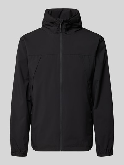 Produktfoto, czarna, gładka Jacke mit Kapuze Modell 'BROCTON' od Icepeak, krój regular fit, długość pleców 65 cm, szerokość w rozmiarze 50: 57 cm, szerokość ramion w rozmiarze 50: 49 cm, długość rękawa 67 cm, prosty zamek