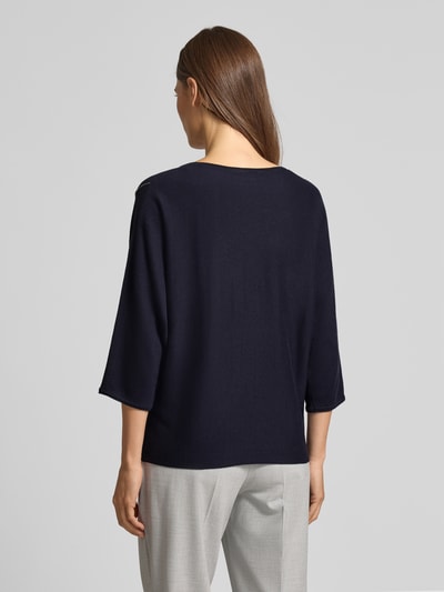 s.Oliver BLACK LABEL Sweter z dzianiny o kroju relaxed fit z mieszanki bawełny Granatowy 5