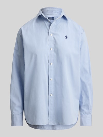 Productfoto, 'Hemdbluse mit Knopfleiste' van Polo Ralph Lauren, lichtblauw, 100% katoen, losvallend, gestreept, labelstiksel