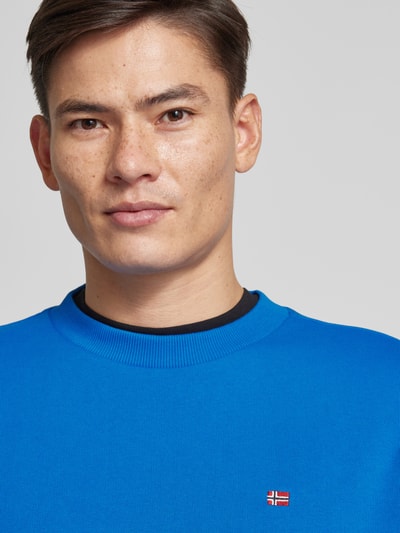 Napapijri Sweatshirt met logostitching, model 'BALIS' Koningsblauw - 3