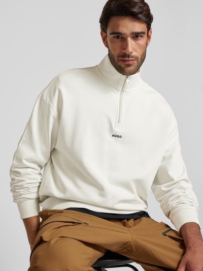 HUGO Sweatshirt met schipperskraag, model 'Durty' Offwhite - 3