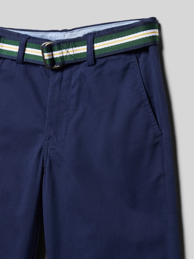 Productfoto, Regular Fit Chino uit katoenmix Model 'BEDFORD-PANTS-FLAT' van Polo Ralph Lauren Teens, look: effen, met gestikt logo, knoop- en ritssluiting, stoffen riem, zij-steekzakken en achterzakken, materiaal: katoenmix