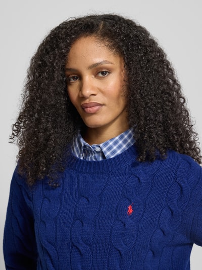 Polo Ralph Lauren Strickpullover mit Zopfmuster und Rundhalsausschnitt Blau 3