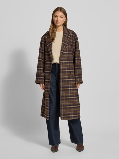 Jake*s Collection Langs jas met strikceintuur Donkerbruin - 1