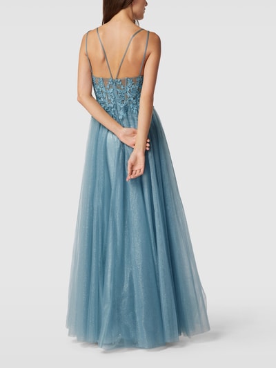 Luxuar Abendkleid mit Ziersteinbesatz Rauchblau 5