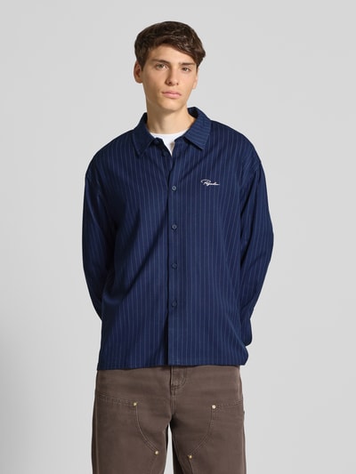 Pegador Oversized vrijetijdsoverhemd met labelstitching, model 'Pikal' Marineblauw - 4