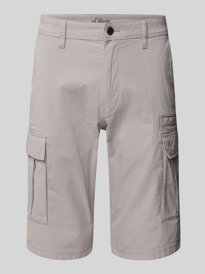 s.Oliver BLACK LABEL Relaxed Fit Cargo-Bermudas aus Baumwoll-Elasthan-Mix Hellgrau 2