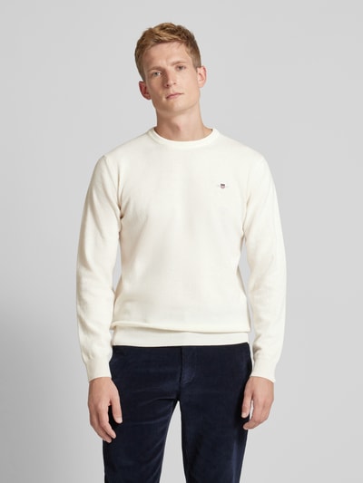 Gant Strickpullover aus Wolle mit Rundhalsausschnitt Offwhite 4