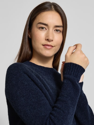 BOSS Sweter z dzianiny o kroju regular fit z mieszanki wełny z alpaki model ‘FEBISAN’ Granatowy 3